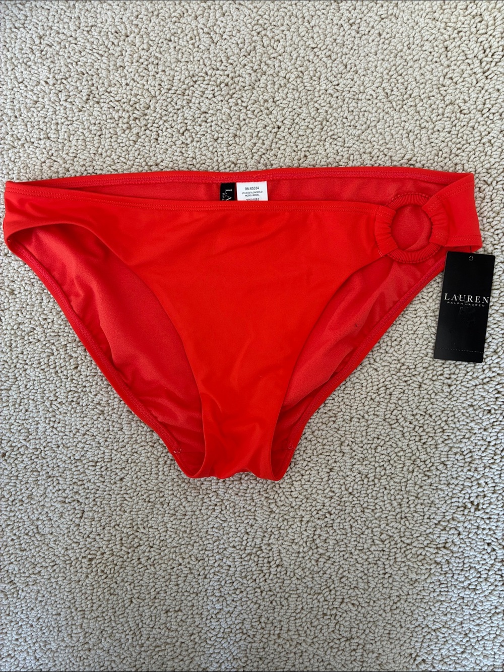 NWT Lauren Ralph Lauren Swim Persimmon Side Ring Hipster Bikini Bottom Size 8